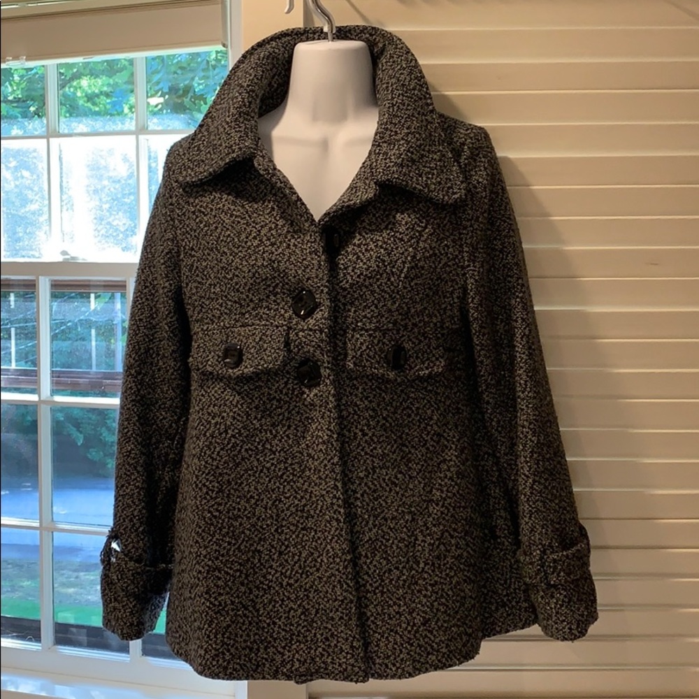 Black gray wool coat